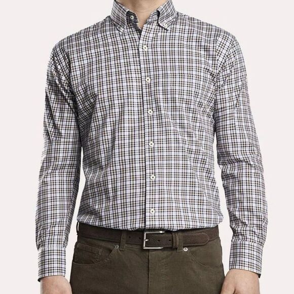 Peter Millar Mens Medium Crown Ease Worth Tartan Sport Shirt - Picture 9 of 10